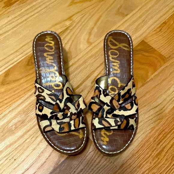 Sam Edelman RAYNERE Dyed horse Hair Wedges sandals Leopard Print cushion Size 10 - Picture 1 of 13